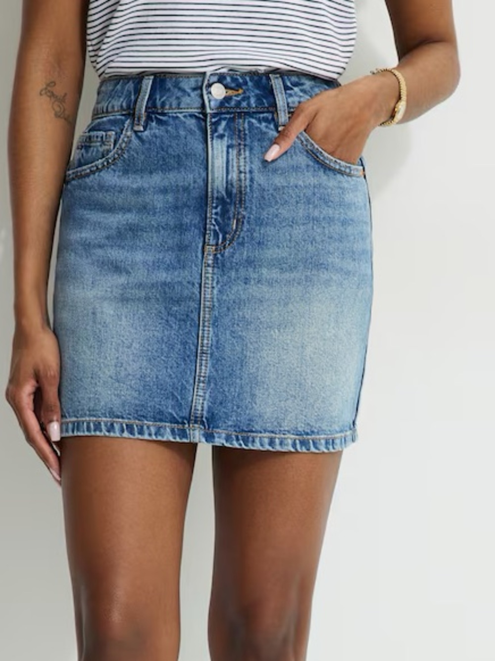 Dynamite Light Blue Denim Mini Skirt